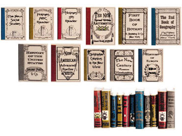 Dollhouse Miniature Antique Schoolbooks, 11pc